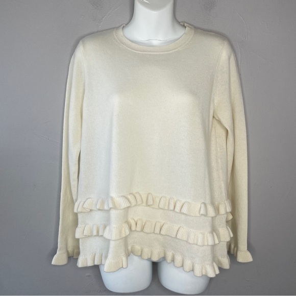 Tyler Boe Sweaters - TYLER BÖE Ivory Cashmere Ruffle Sweater